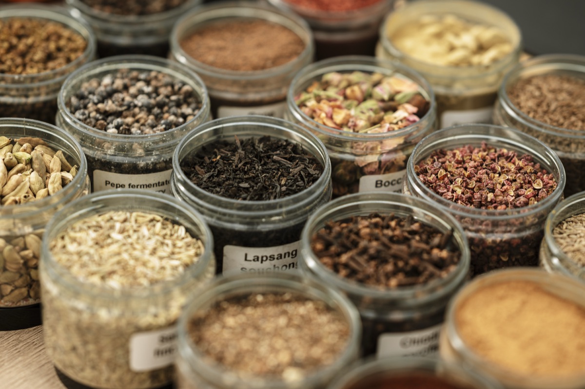 Selection of fine spices for custom artisanal wedding favours