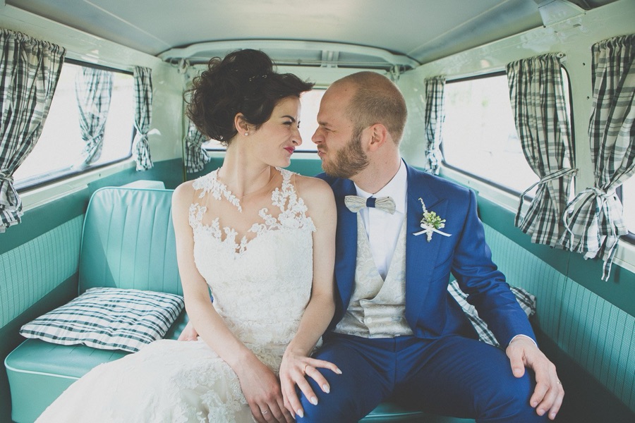 Smiling bride holding her custom artisanal edible wedding favour